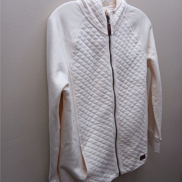 L. L. Bean Long Sleeve Hooded Quilted Full Zip Jacket Cream Size Medium Outdoors - Picture 6 of 11